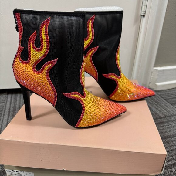 Thalia Sodi Rayenn “Red Hot Flame” Rhinestone Ankle Boots | Size 6.5M | NEW - Picture 5 of 11